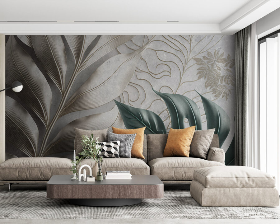 Design elegante com padrão de folhagem.