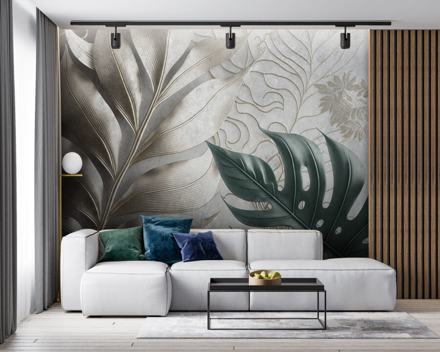 Design elegante com padrão de folhagem.