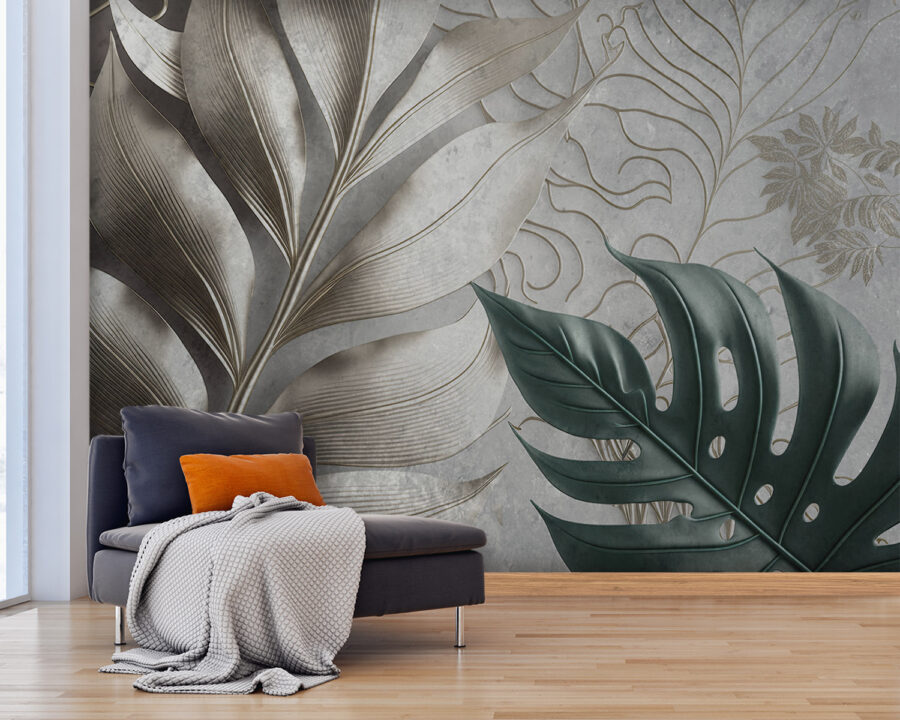 Design elegante com padrão de folhagem.