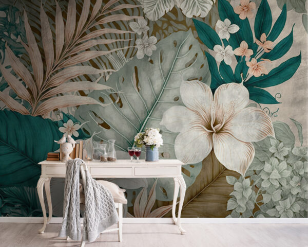 Tropical foliage and floral arrangement