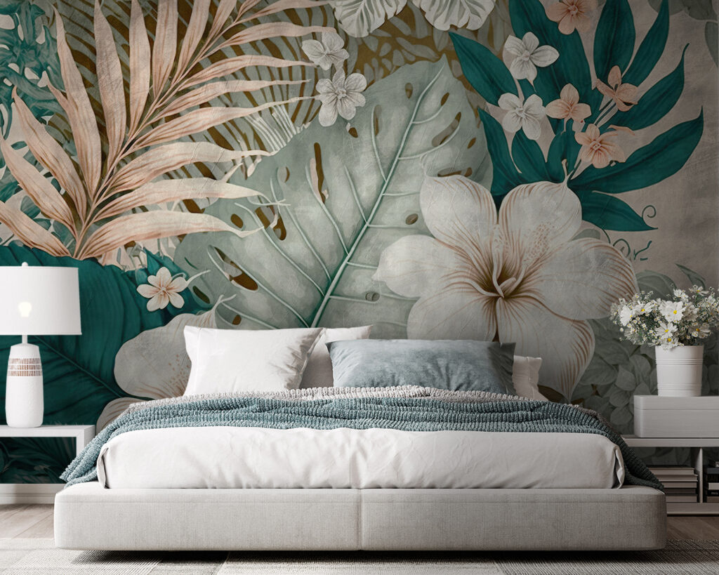 Tropical foliage and floral arrangement