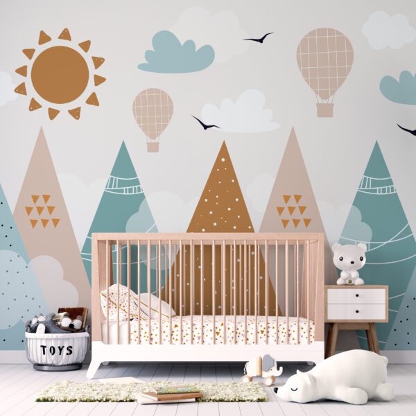 Landscape with trees and hot air balloons Landscape with trees and hot air balloons