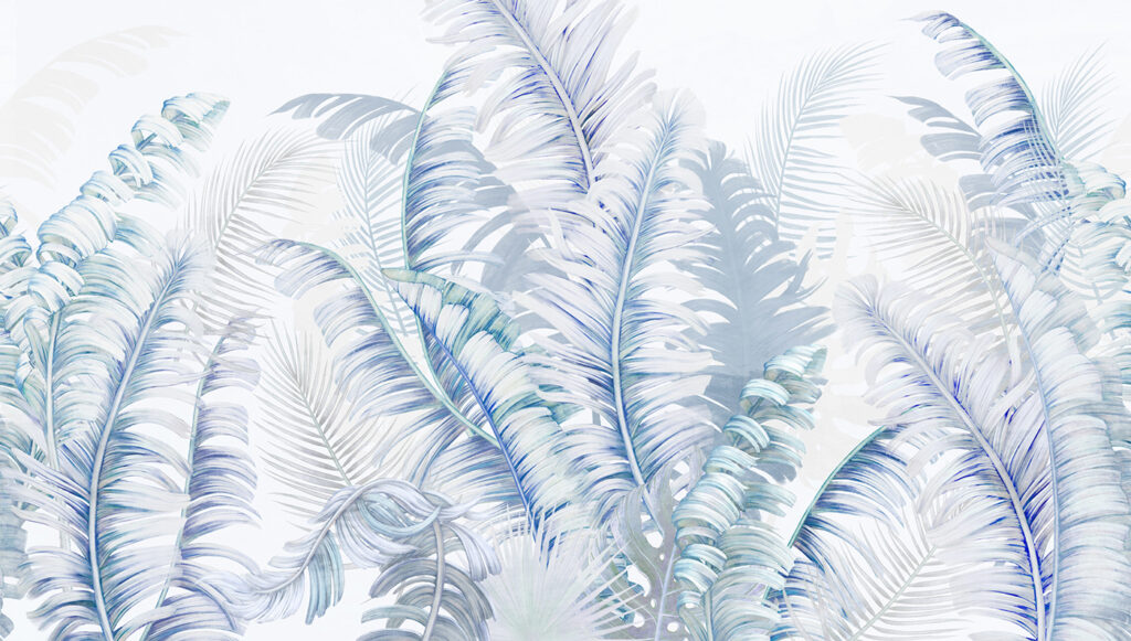 Lush ferns in soft pastel hues