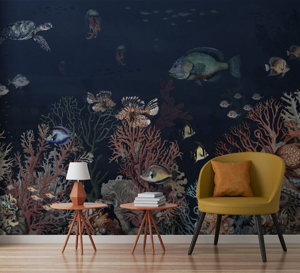 Sea life with fish and coral Sea life with fish and coral