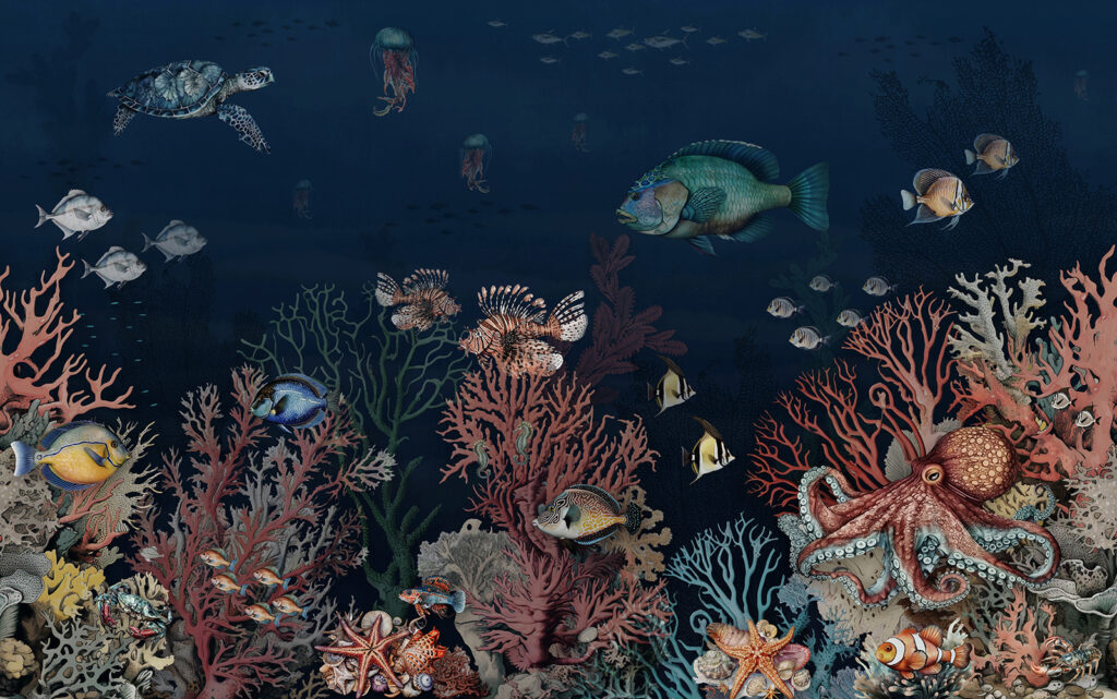 Vida marinha com peixes e corais Vida marinha com peixes e corais