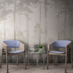 Papel de parede Floresta enevoada com árvores altas