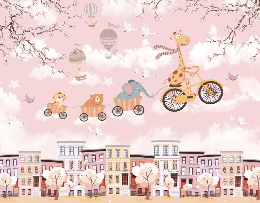 Animais de desenho animado a andar de bicicleta Animais de desenho animado a andar de bicicleta