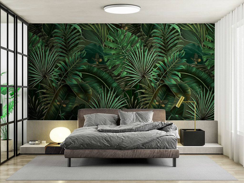 Lush green leaves and hidden butterflies