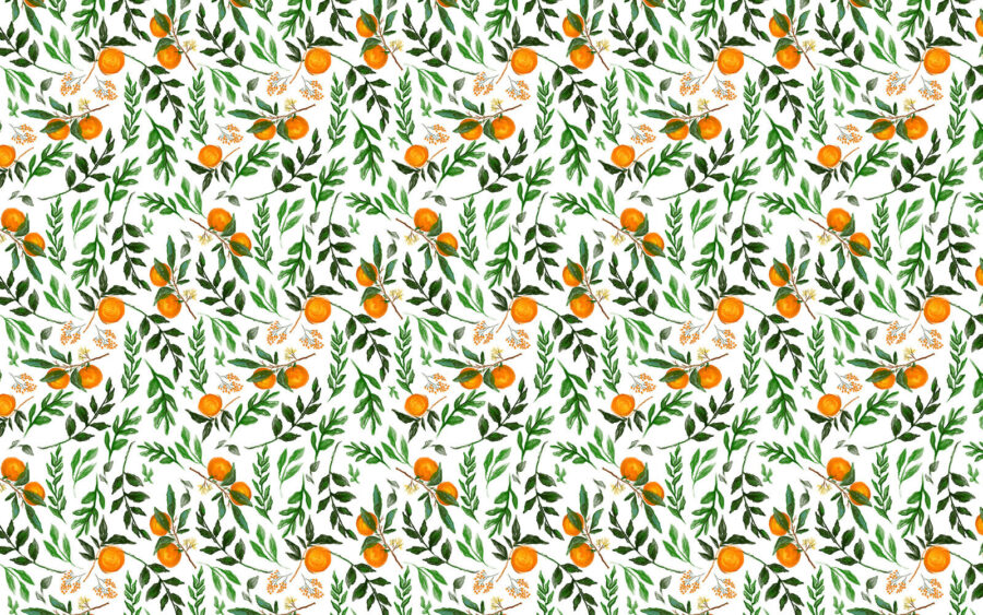 Papel de parede Padrão de laranjas e folhas - Image 4