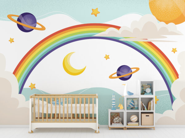 Arco-íris com planetas e estrelas Arco-íris com planetas e estrelas