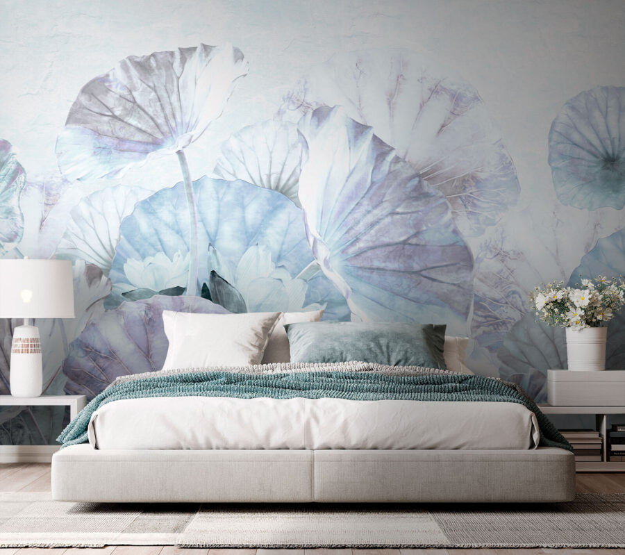 Folhas delicadas em tons pastel suaves.
