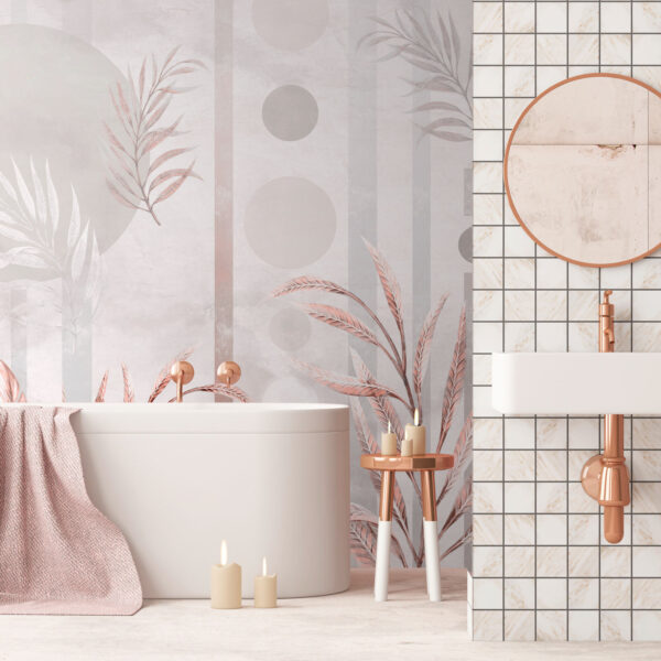 Papel de parede com folhas e círculos Papel de parede com folhas e círculos