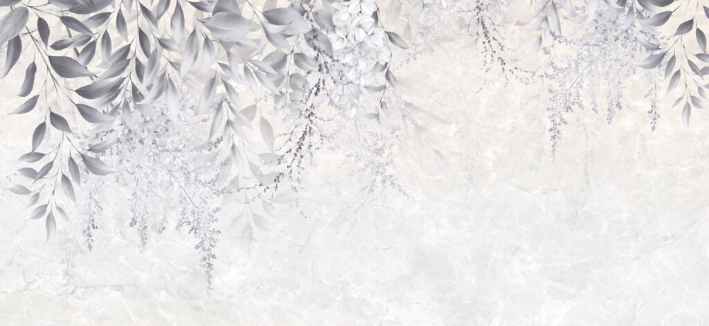 White and gray floral design