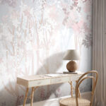 Papel de parede Padrão floral branco e cor-de-rosa