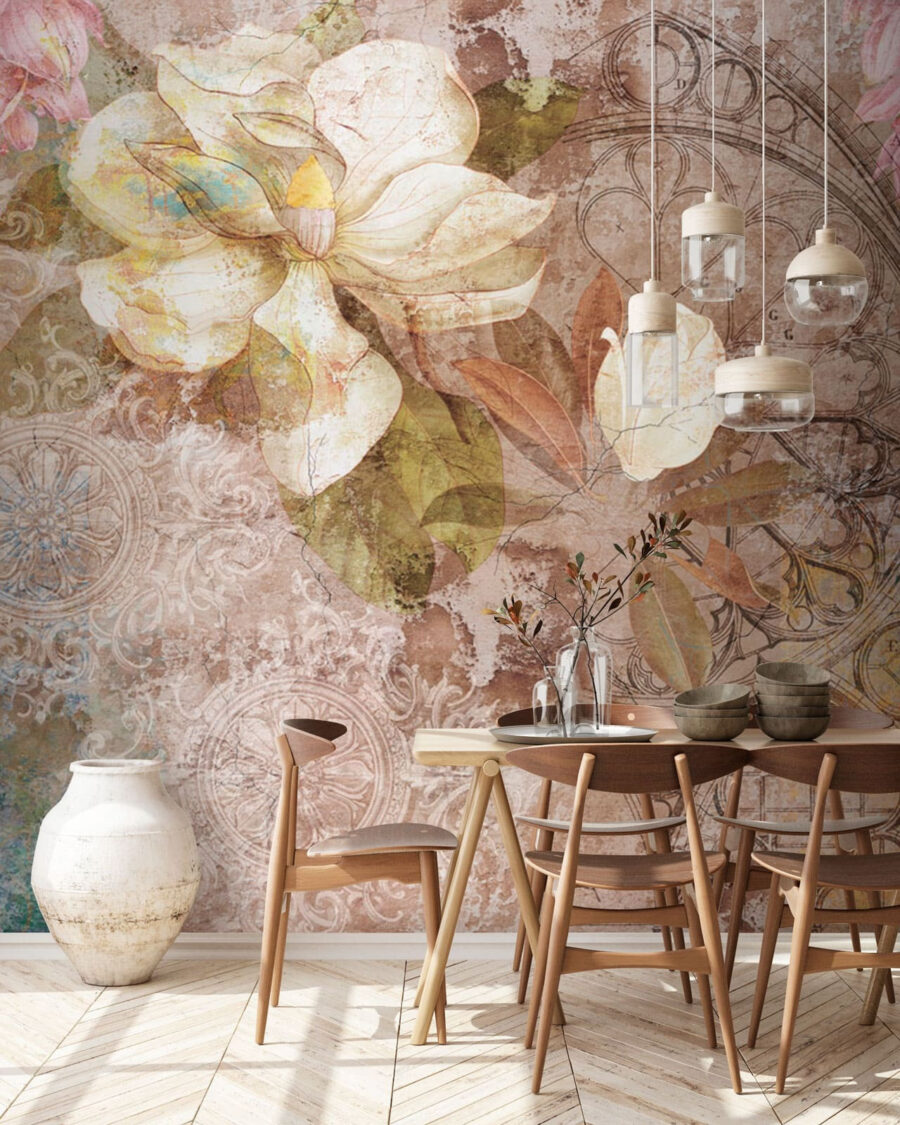 A elegância floral encontra a arte vintage