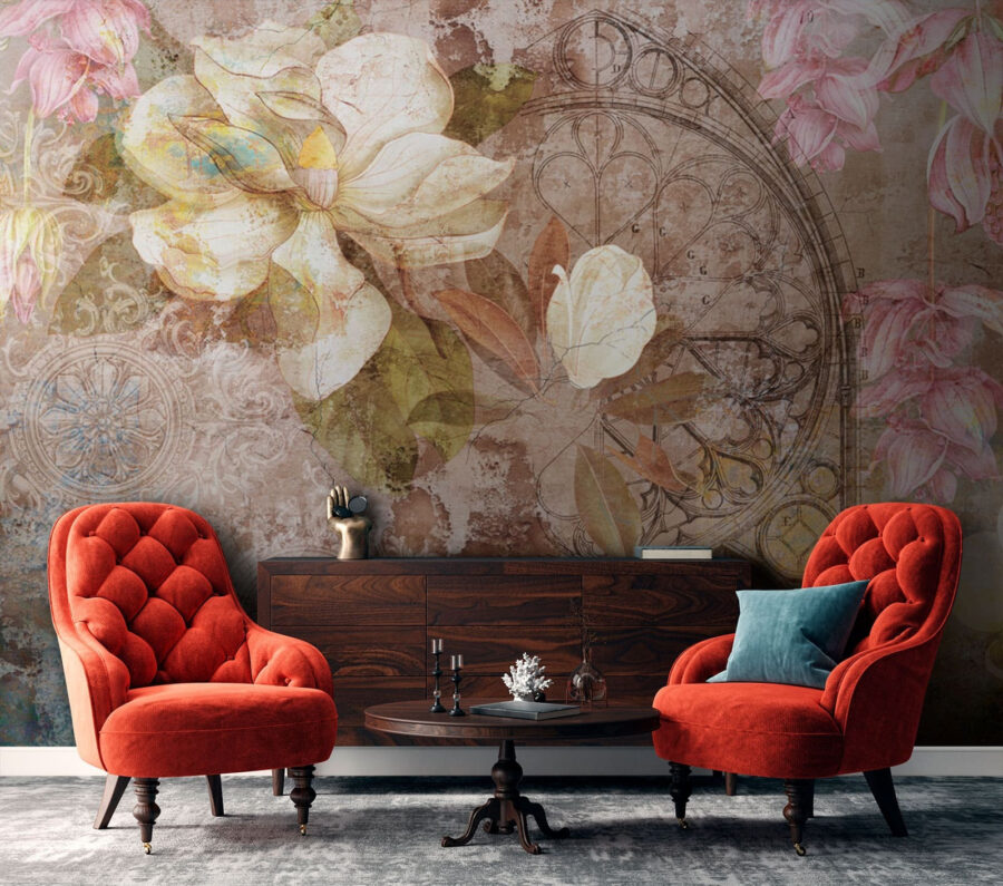 A elegância floral encontra a arte vintage