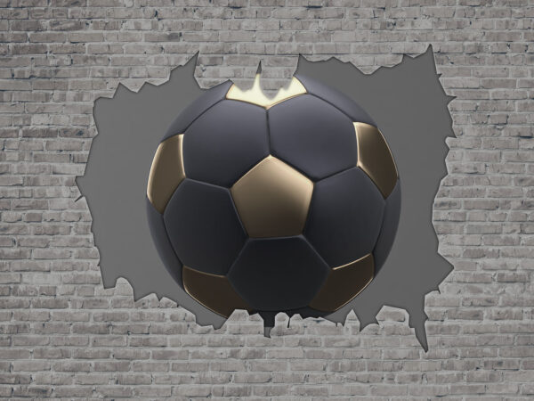 Bola de futebol atravessa a parede Bola de futebol atravessa a parede