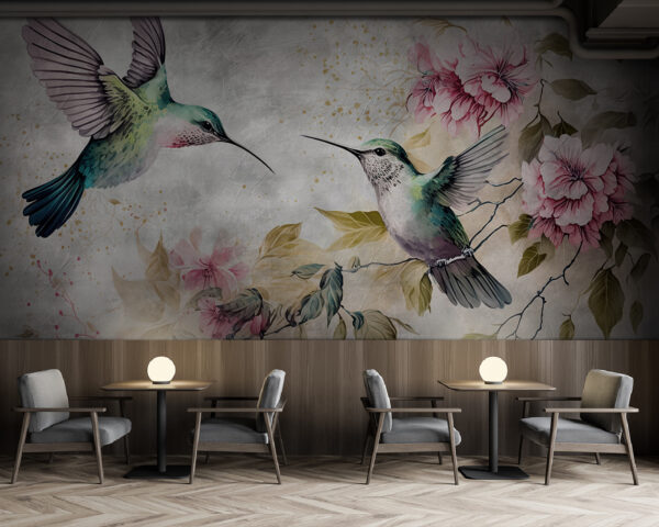 Pintura de pássaros e flores Pintura de pássaros e flores