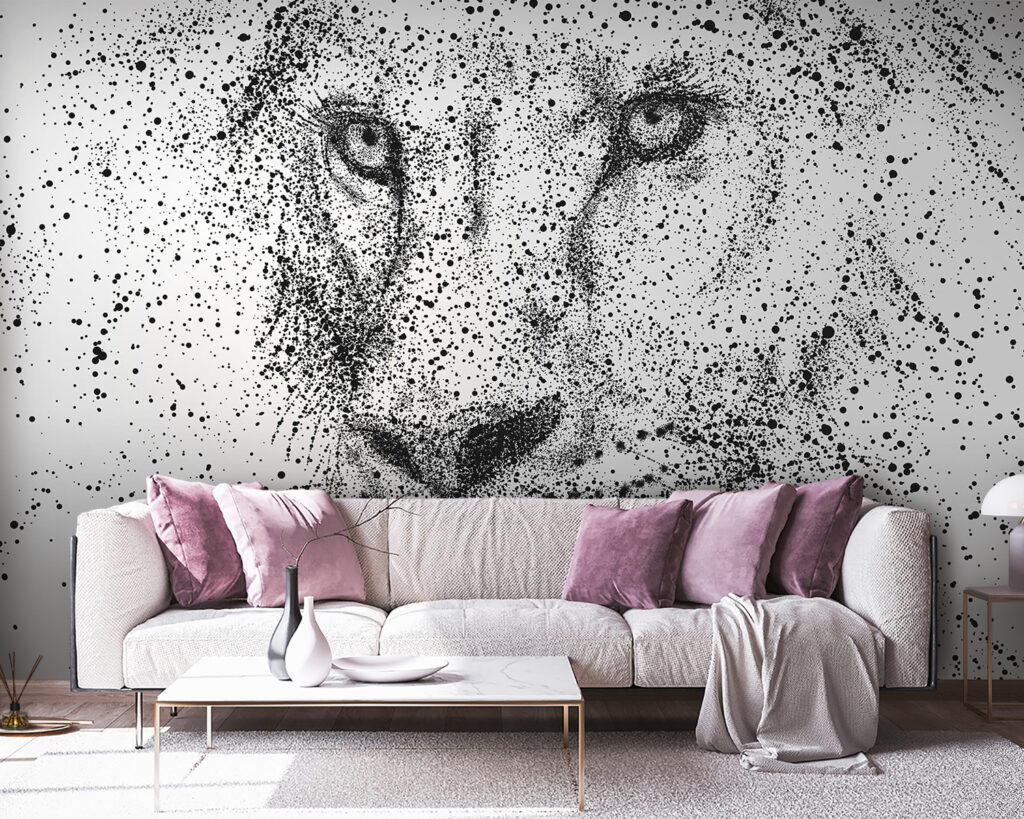 Lion's face with black specks