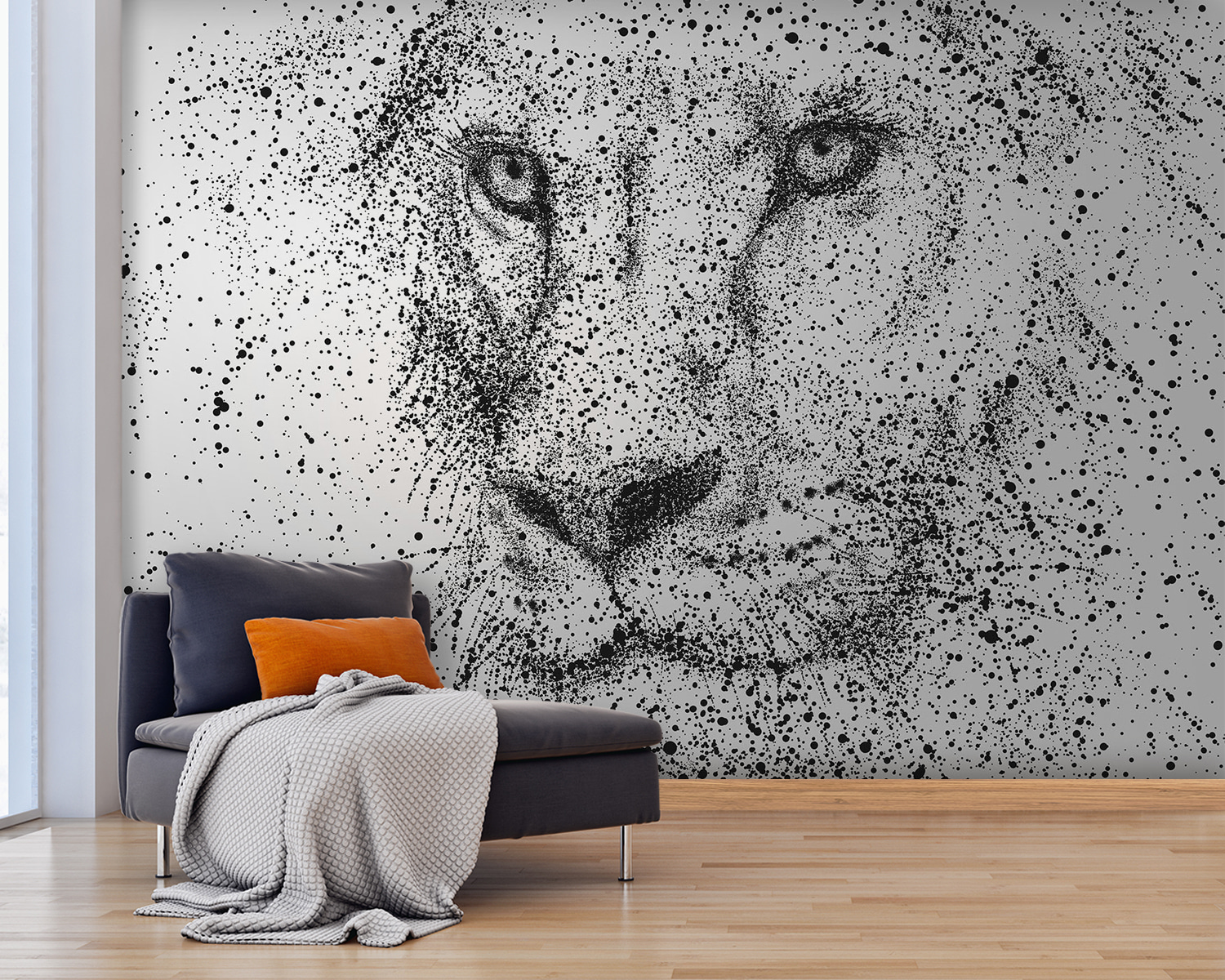 Lion's face with black specks