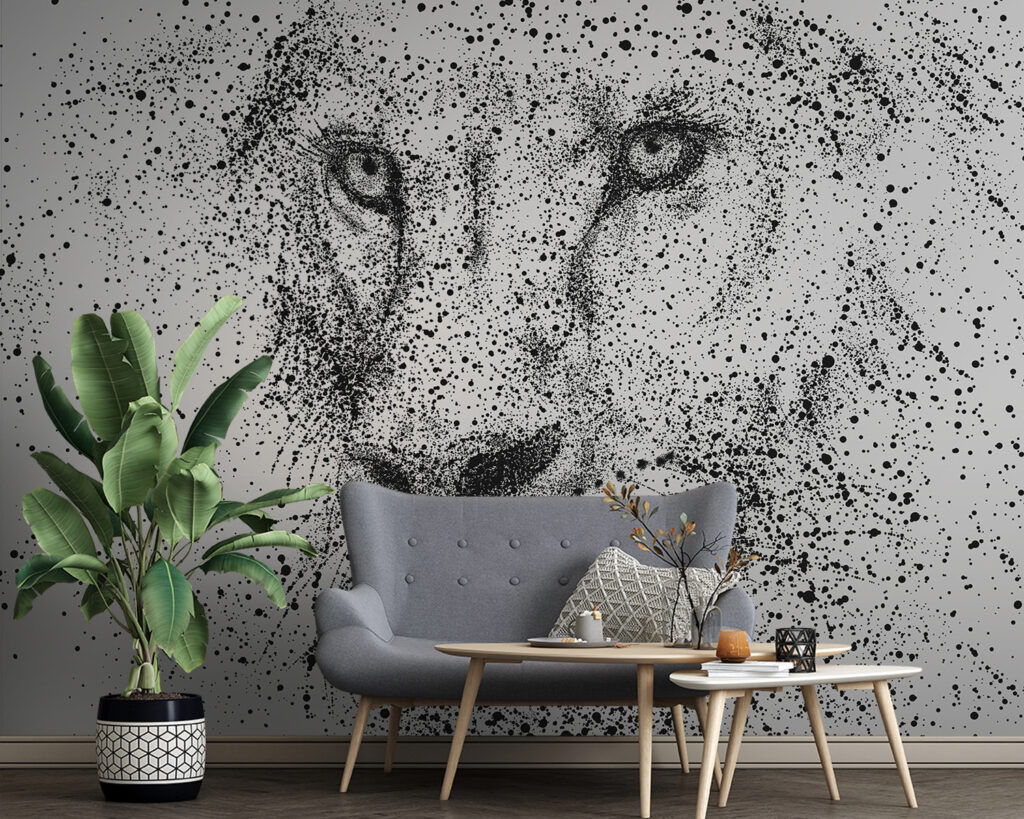 Lion's face with black specks