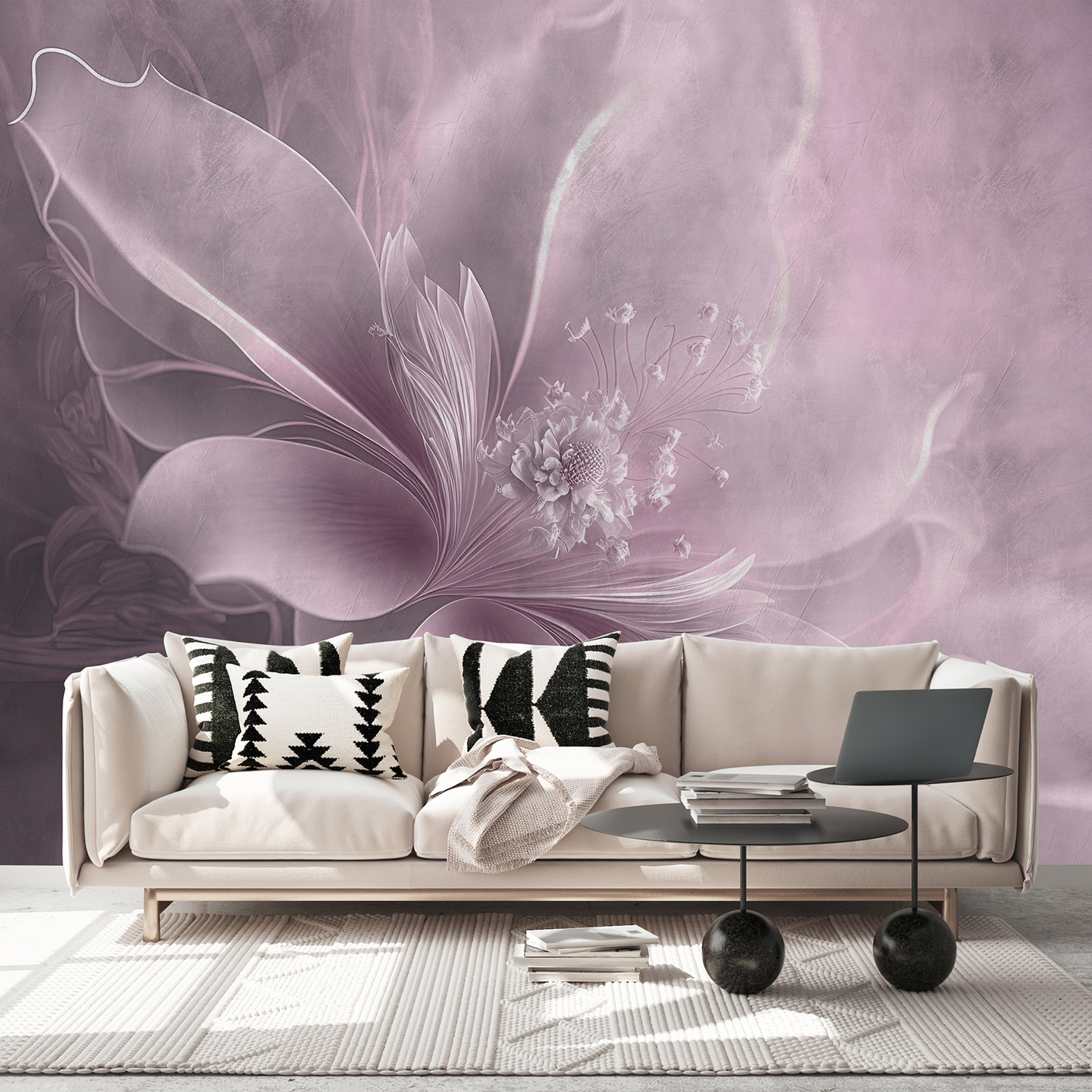 Delicate flower in soft pastel hues