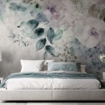 Papel de parede Pintura de flores e folhas