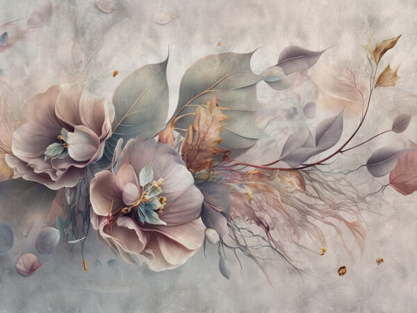 Pintura de flores e folhas Pintura de flores e folhas