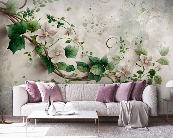Pintura de flores e folhas Pintura de flores e folhas