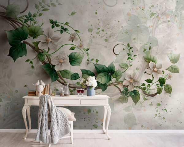 Pintura de flores e folhas Pintura de flores e folhas
