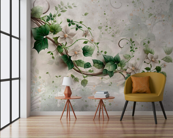 Pintura de flores e folhas Pintura de flores e folhas