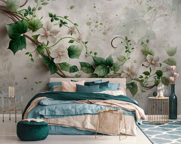 Pintura de flores e folhas Pintura de flores e folhas