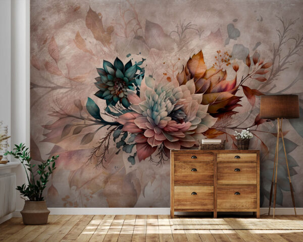 Pintura de flores e folhas Pintura de flores e folhas