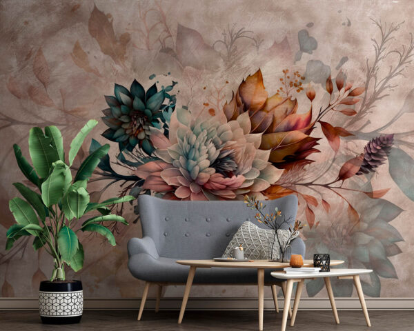 Pintura de flores e folhas Pintura de flores e folhas