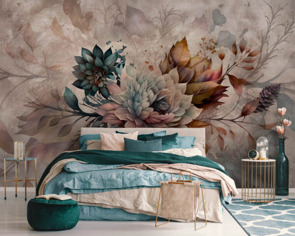 Pintura de flores e folhas Pintura de flores e folhas