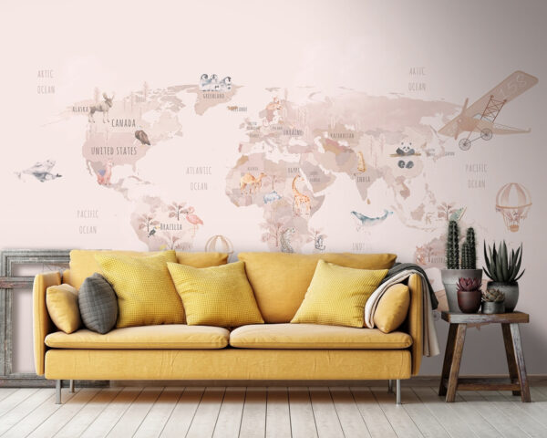 Mapa do mundo com aviões e ursos polares Mapa do mundo com aviões e ursos polares