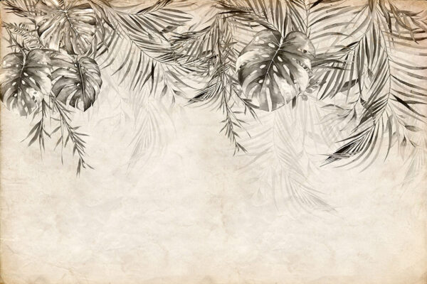 Folhas tropicais sobre um fundo texturado. Folhas tropicais sobre um fundo texturado.