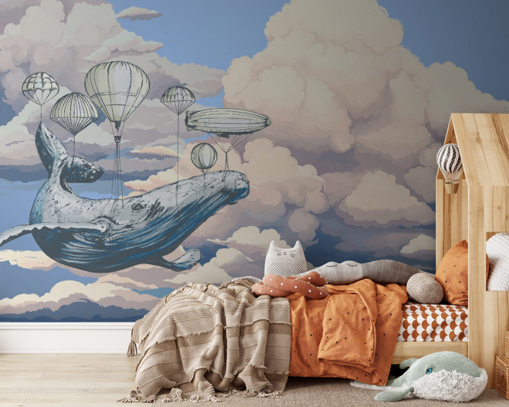 Whale with hot air balloons Whale with hot air balloons