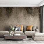 Papel de parede Folhas de palmeira num pano de fundo texturado