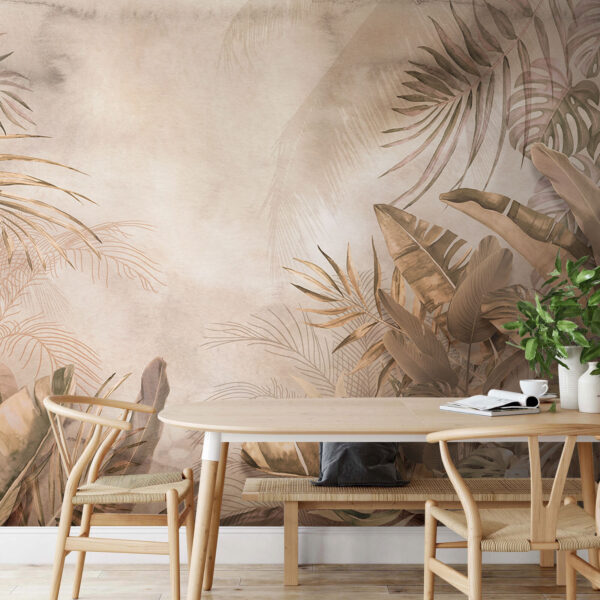 Folhas tropicais em tons suaves. Folhas tropicais em tons suaves.