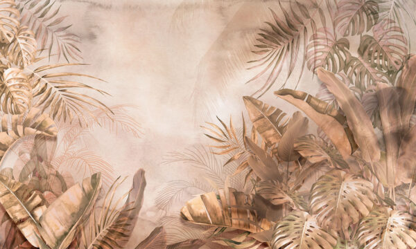 Folhas tropicais em tons suaves. Folhas tropicais em tons suaves.