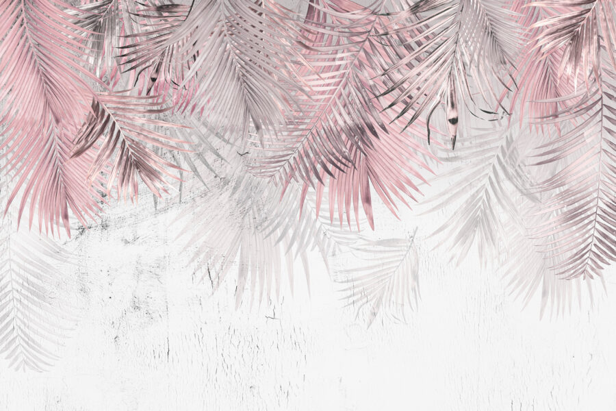 Papel de parede Uma palmeira de folhas cor-de-rosa e brancas - Image 2
