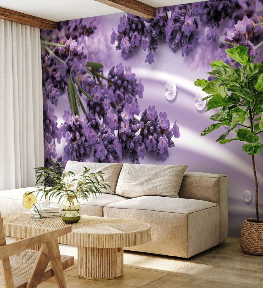 Papel de parede Flores de lavanda em tons suaves de lavanda - Image 3