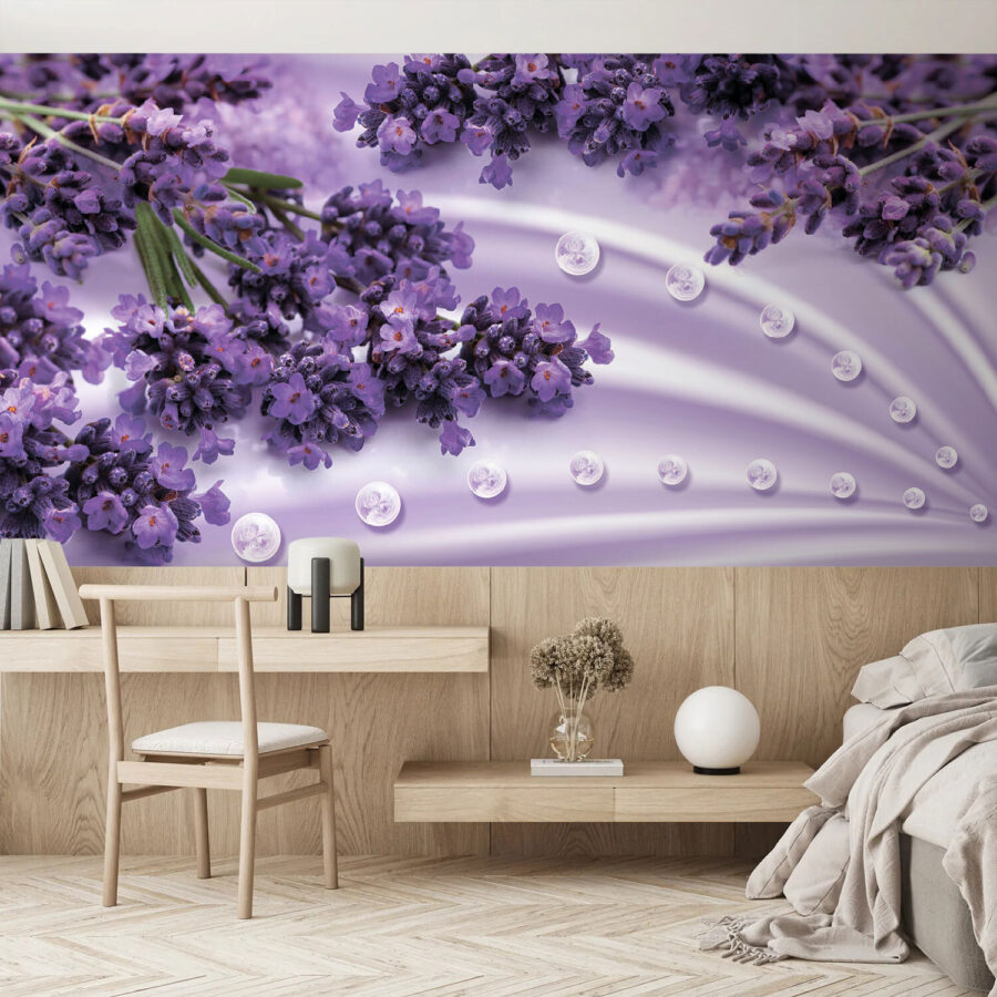 Papel de parede Flores de lavanda em tons suaves de lavanda - Image 2