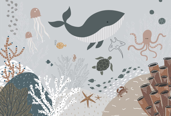 Vida marinha com peixes e algas marinhas Vida marinha com peixes e algas marinhas