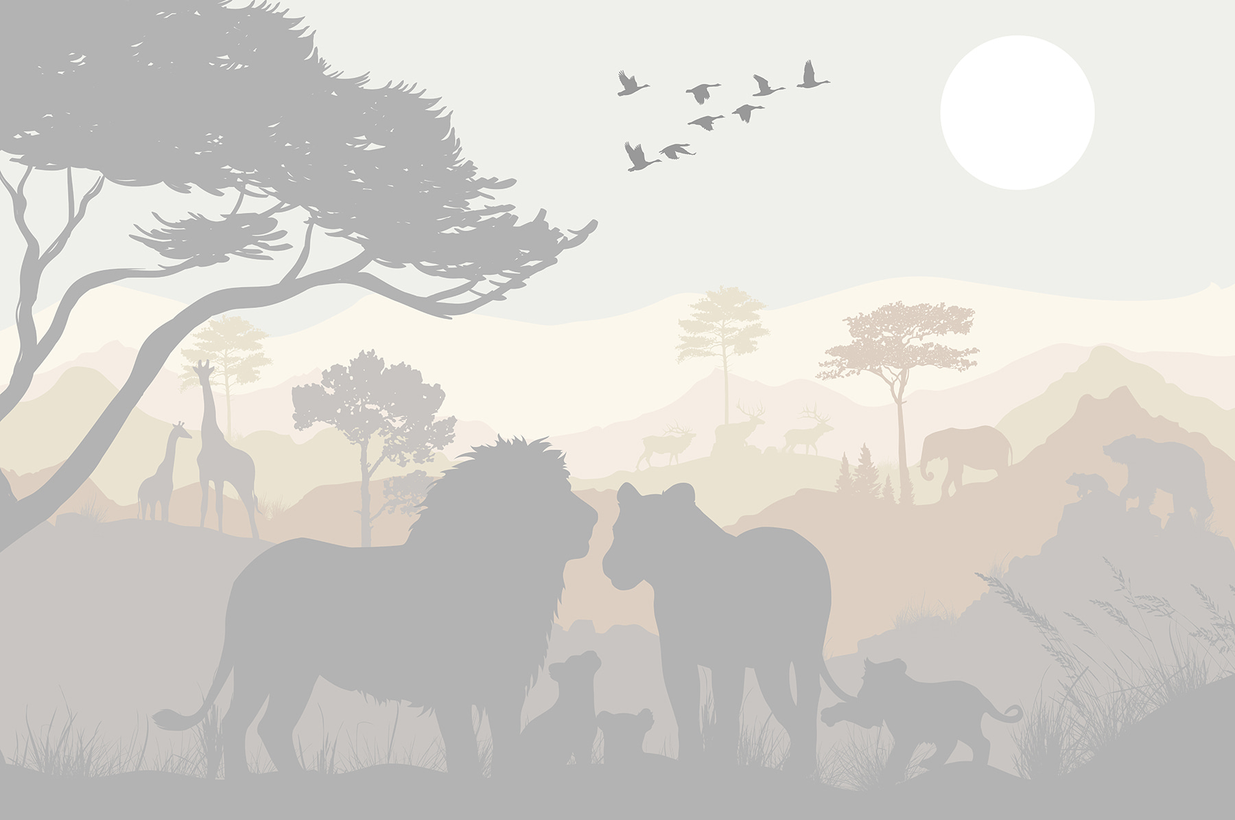 Group of animals in a landscape Group of animals in a landscape