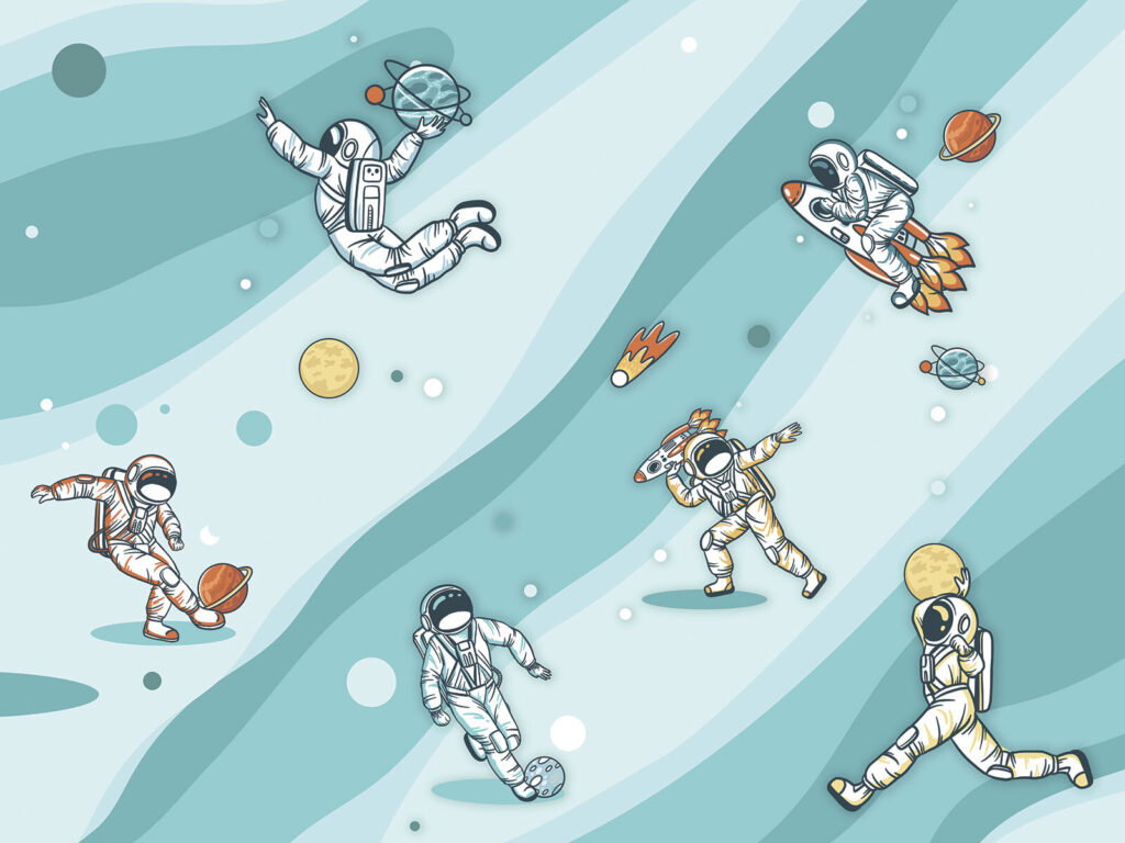 Grupo de astronautas no espaço Grupo de astronautas no espaço