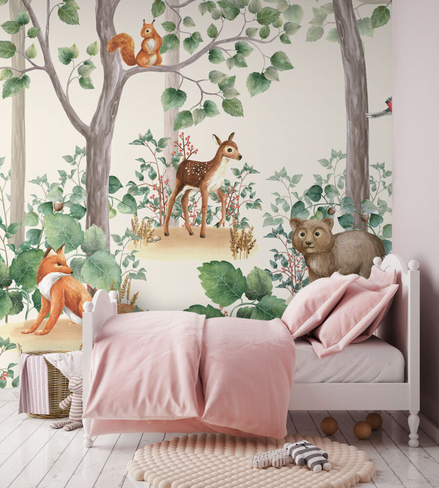 Papel de parede com animais na floresta