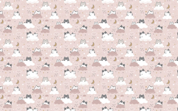 Padrão de gatos sobre um fundo cor-de-rosa Padrão de gatos sobre um fundo cor-de-rosa