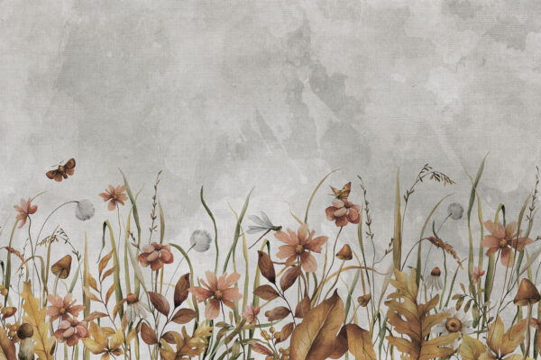 Pintura de flores e relva Pintura de flores e relva